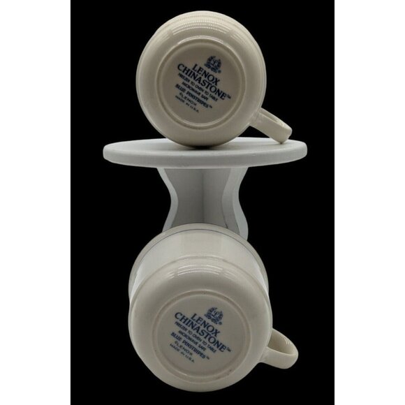 Lenox Chinastone Blue Pinstripes Coffee Mug Coffee Cups Set Of 2 EUC - Picture 6 of 8